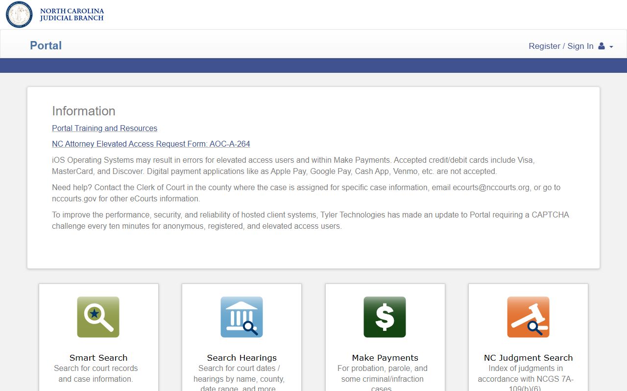 Wilkes County court records after arrest eCourts Portal search page
